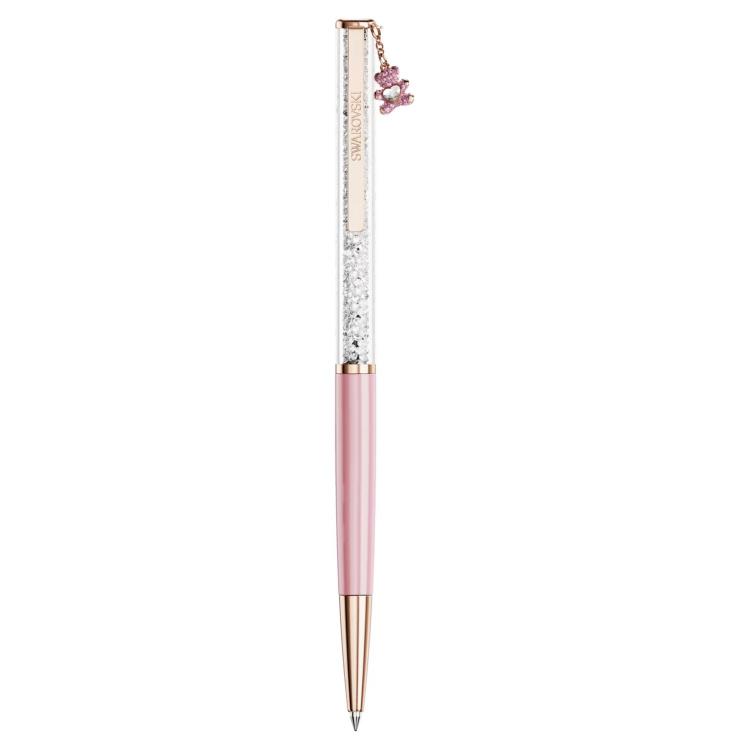 Crystalline ballpoint pen Teddy, Pink, Pink lacquered, Rose gold-tone plated
